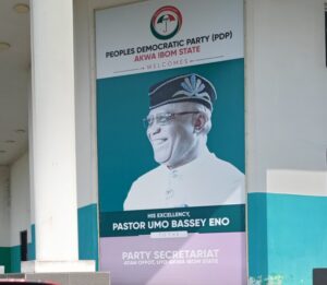 Eno’s Billboards Still Dominate Akwa Ibom PDP Secretariat Months After Defection To APC