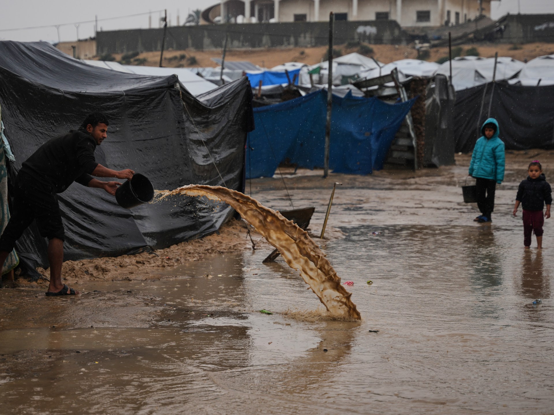 Tent camps flooded as winter storm exposes Gaza’s fragile ceasefire