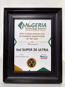 itel SUPER 26 Ultra Wins “Best Curved Display and AI-Powered Smartphone of the Year” at the 2025 Nigeria Technology Awards