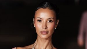 Maya Jama leans into the ‘naked dress’ trend in bedazzled lace gown