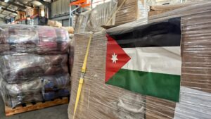 Inside Jordan warehouse where Gaza aid held ‘after being refused entry by Israel’