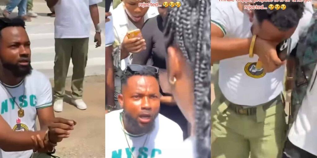 Corper bursts into tears as girlfriend rejects his proposal