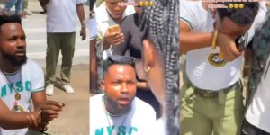 Corper bursts into tears as girlfriend rejects his proposal