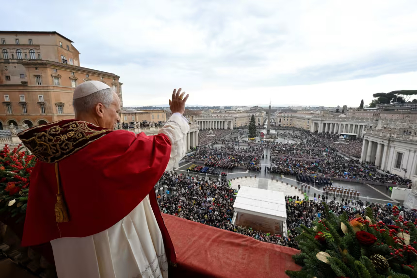 In first Christmas message, Pope Leo decries Palestinians in Gaza forced to shelter in tents from ‘rain, wind and cold’