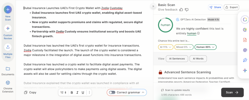Dubai Insurance Unveils UAE Crypto Wallet Backed by Zodia Custody