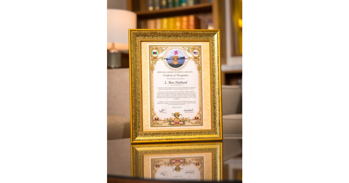 Bengali American Hindu Society Honors L. Ron Hubbard for Advancing Peace and Moral Awareness Worldwide