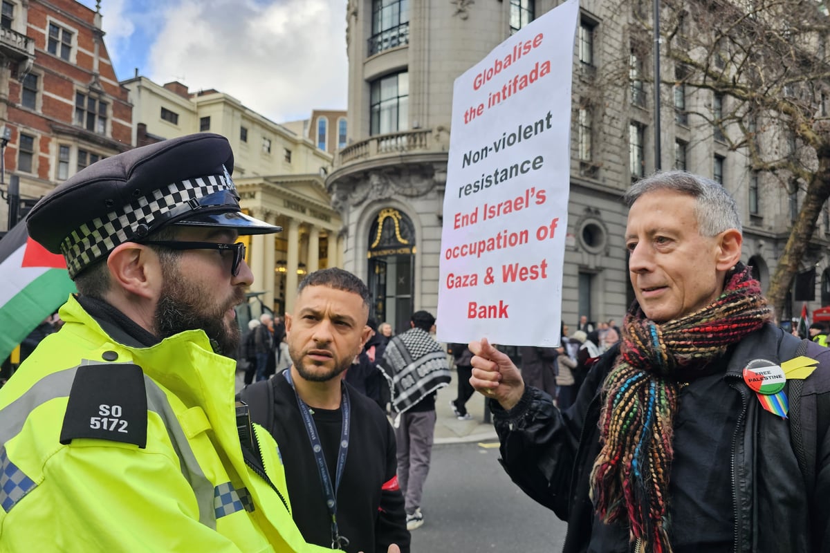 Peter Tatchell arrested at London Palestine march over ‘intifada’ placard