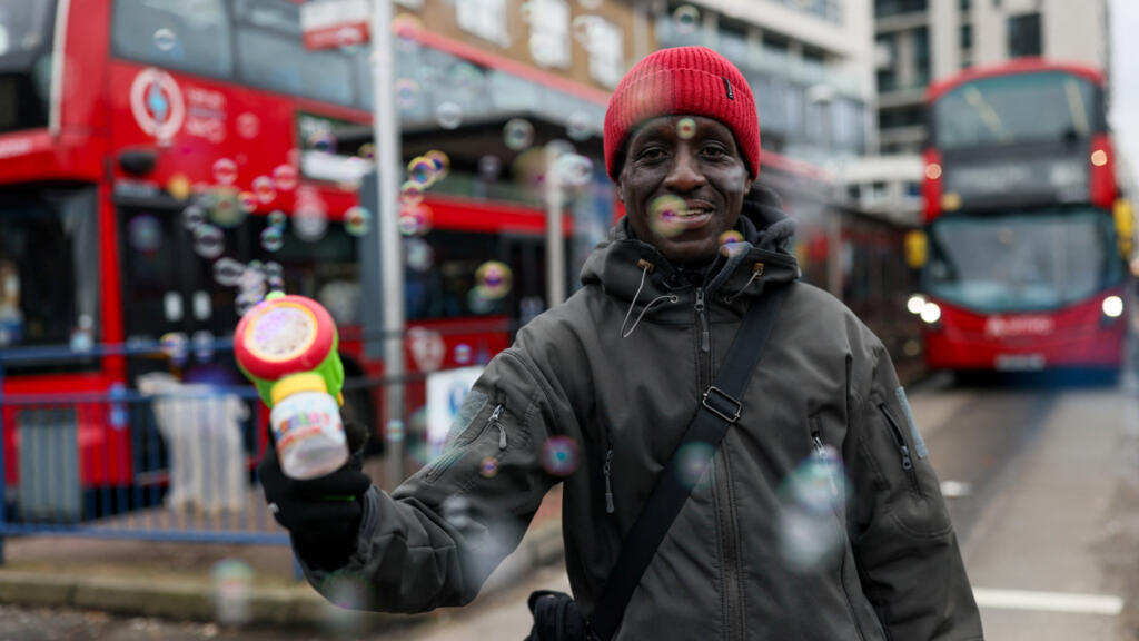 London: The bus driver brightening daily life with a bubble gun