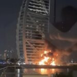 Dubai’s Iconic Burj Al Arab Hotel Engulfed In Flames After Being ‘Hit By Suicide Drone’ Shot By Iran (Video)
