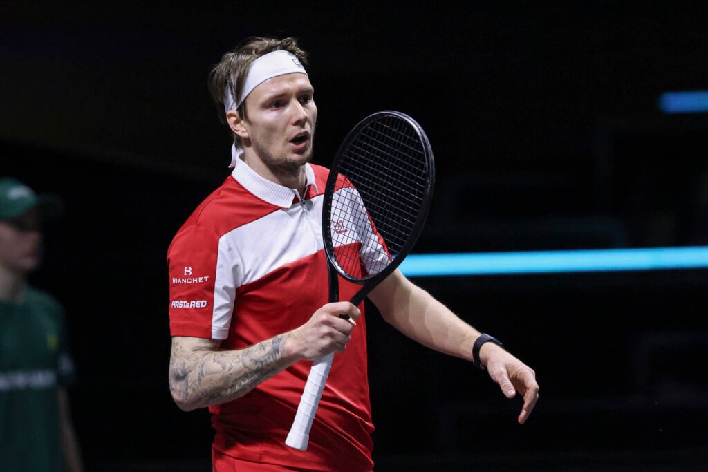 Alexander Bublik reacts after moving level with Carlos Alcaraz on 2026 ATP list