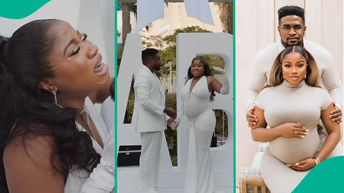 Veekee James throws glamorous baby shower, gender reveal party with Femi Atere in Dubai