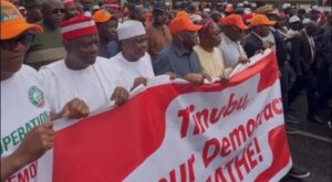 Peter Obi, Atiku, David Mark, and Amaechi lead ADC Protests against INEC in Abuja