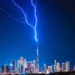 Lightning Strikes Burj Khalifa as Severe Thunderstorm Hit Dubai