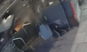 Shocking moment car smashes into planter on busy west London road