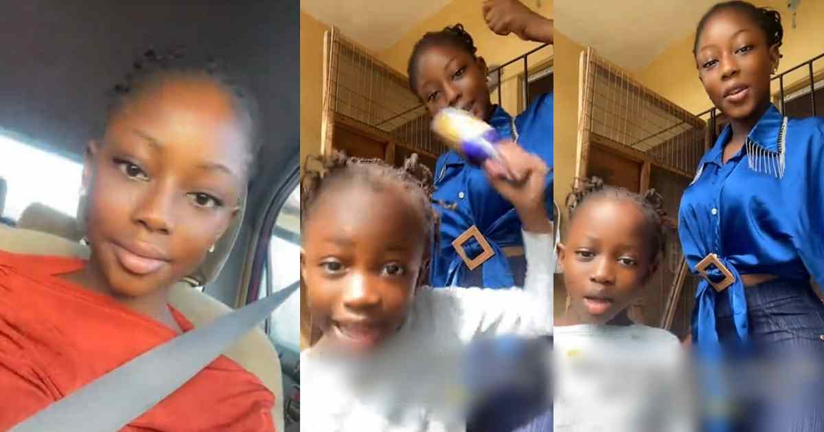 Lady shocked after her younger sister takes dance trend too far with bottle move (Video)