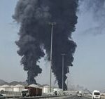 Firestorm as drone attack shuts key Middle Eastern oil port