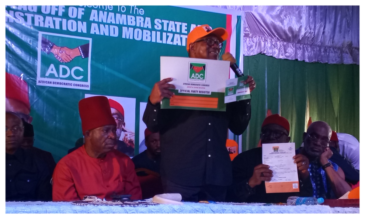 2027: Peter Obi Officially Picks Up ADC Membership Card in Anambra [PHOTOS]