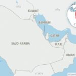 The British military says a ship caught fire after being hit off the coast of Qatar