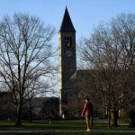 Cornell president’s car bumps into students after confrontation over Gaza