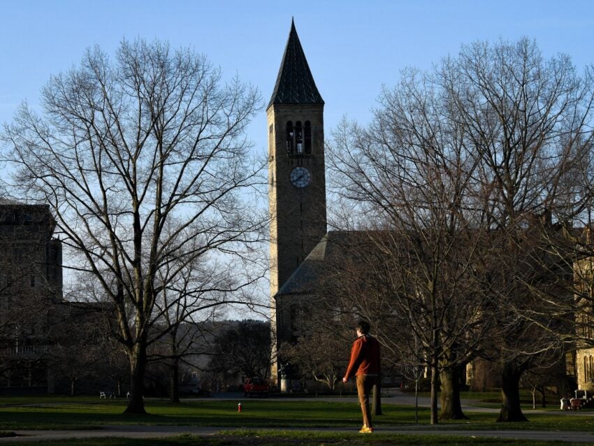 Cornell president’s car bumps into students after confrontation over Gaza