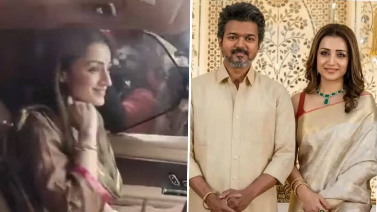 Viral Video: Trisha Krishnan Visits Vijay’s Residence As TVK Surges in Tamil Nadu Polls