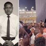 Nigerian Singer, Asake Seen Struggling To Touch The Black Stone At The Kaaba During Pilgrimage In Saudi Arabia (Video)