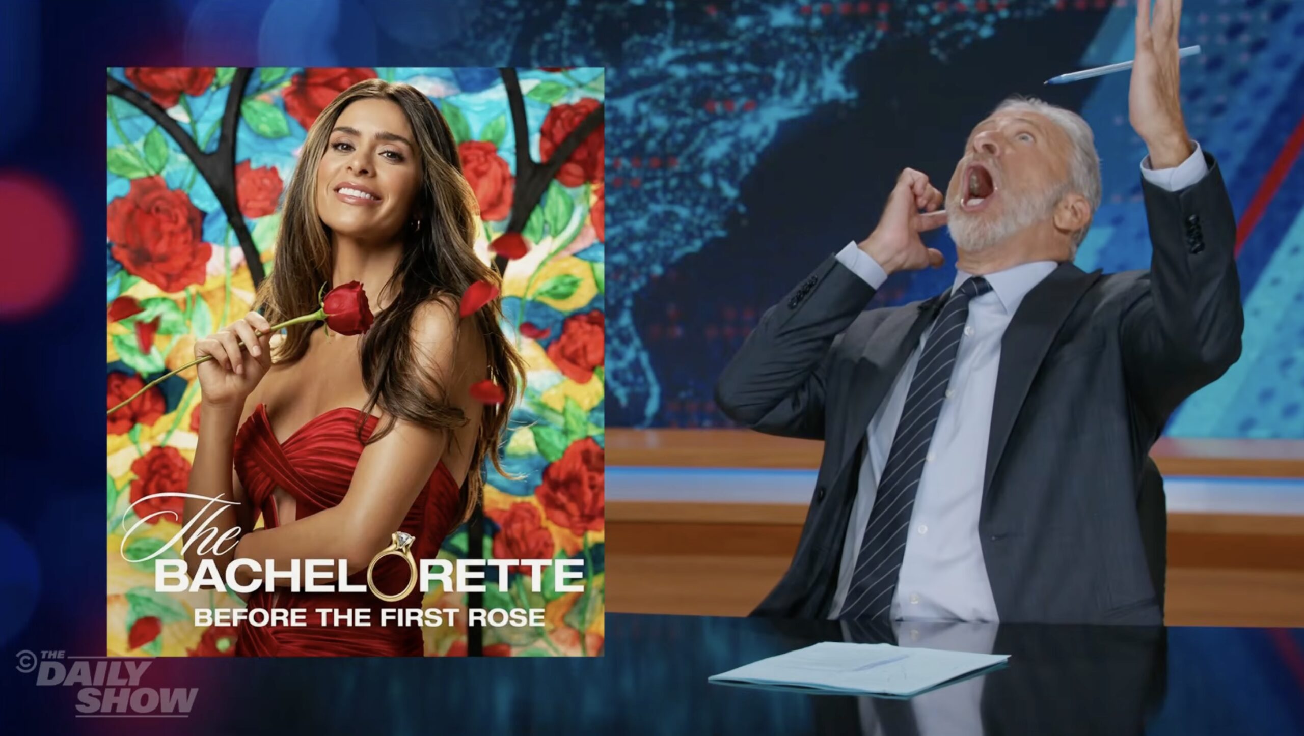 Jon Stewart Jokes “The Only Thing Giving Me Joy Is” New ‘Bachelorette’ Season: “Hold On A Second, I’m Getting A Call”