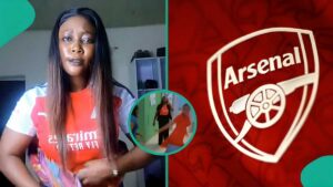 Lady who supports Arsenal wears club jersey to work after Premier League win, many react