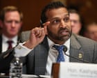 Kash Patel lobs false claims about top Democrat as they spar over allegations of FBI chief’s excessive drinking on the job – live