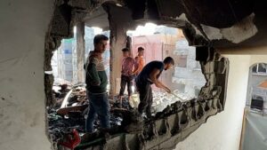 Gaza city residents survey destruction after overnight Israeli airstrike