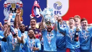 Coventry celebrate title party with win as Wrexham sweat on play-offs