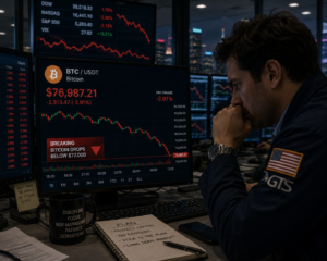 Bitcoin slides below $76,800 as ETF outflows and inflation fears pressure crypto markets