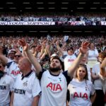In pictures: Jubilant Tottenham fans celebrate Premier League survival after1-0 win over Everton