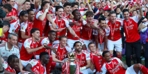 The 2025-26 Premier League champions (Arsenal) get the trophy