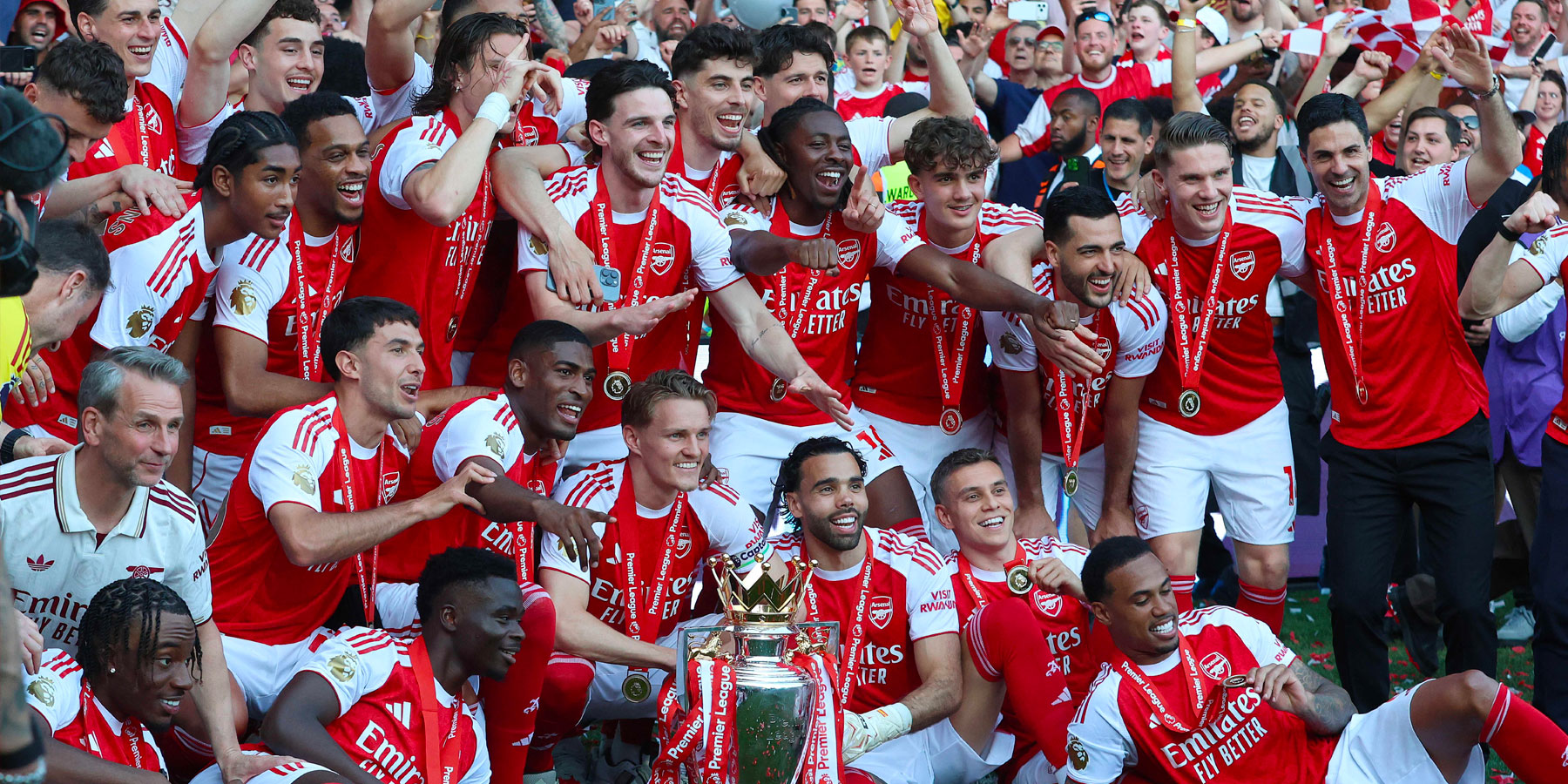 The 2025-26 Premier League champions (Arsenal) get the trophy
