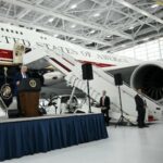 Trump visits his new luxury Air Force One, a gift from the Qatari royal family