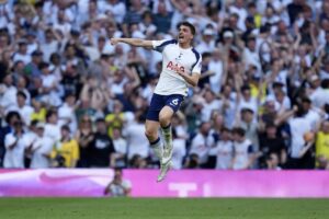 Joao Palhinha’s goal ensures Spurs survive amid joyous scenes in north London